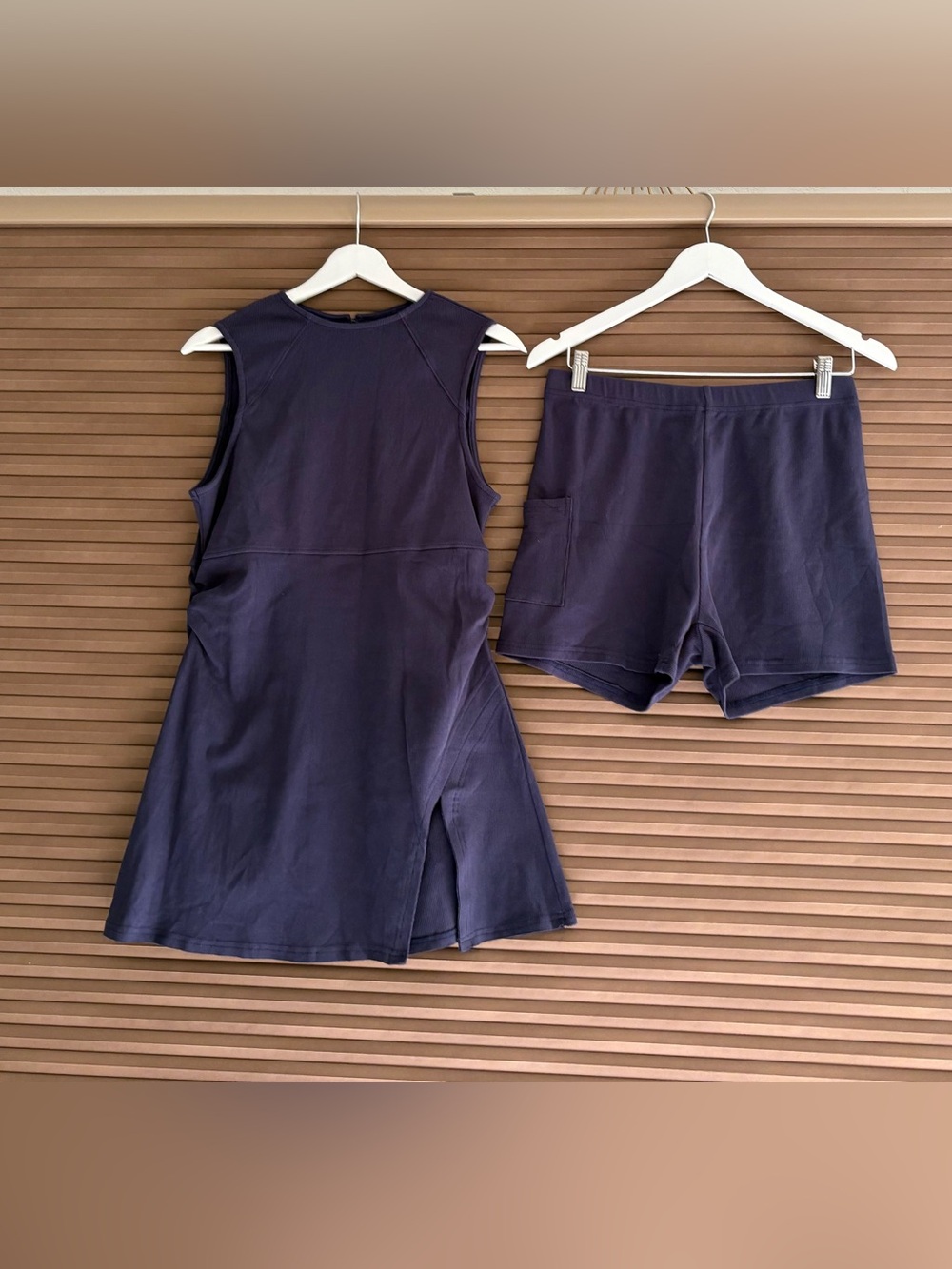 Sleeveless Lounge Tunic & Pull-On Shorts Set - Blue Size L